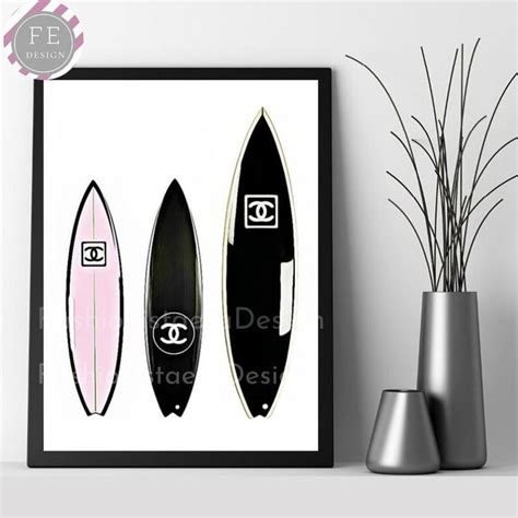 chanel surfboard pink|Chanel surfboard print.